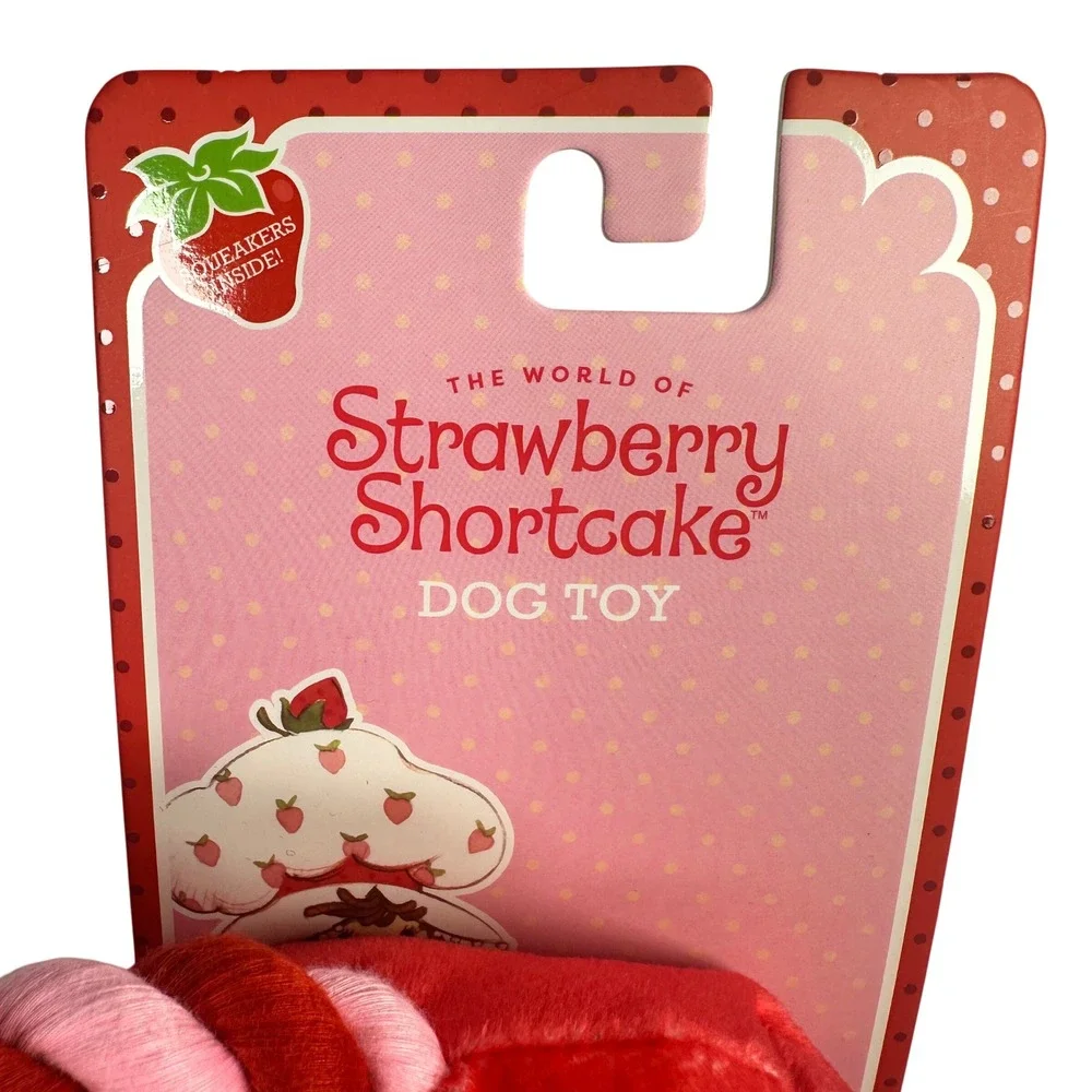 Strawberry Shortcake Dog Toy Pet Squeaky Crinkle Rope‎ Plush Red Pink New